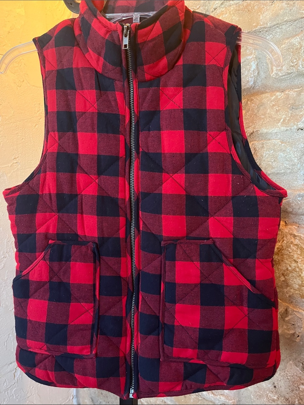 Staccato Red and Black Buffalo Plaid Quilted Vest